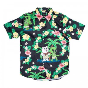 Koszulki Ripndip Aloha Nerm Krótkie Sleeve Button Up Czarne | PLN2726W