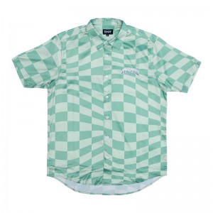 Koszulki Ripndip Checked Krótkie Sleeve Button Up Oliwkowe Jasny Zielone | PLQ2728M