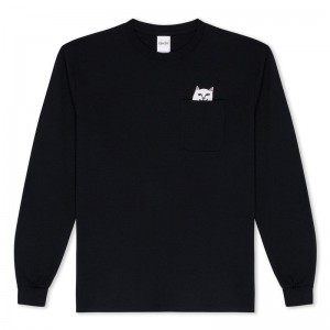 Long Sleeve Ripndip Lord Nermal Pocket L/S Czarne | PLC3033T