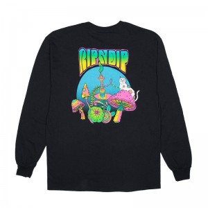 Long Sleeve Ripndip Psychedelic Czarne | PLK3056O