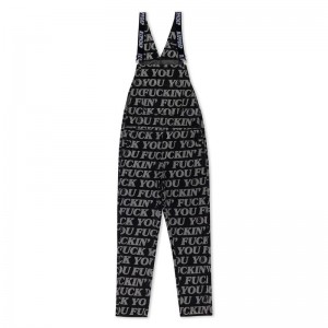 Spodnie Ripndip Fuckin Fuck Denim Overalls Czarne | PLQ2994M